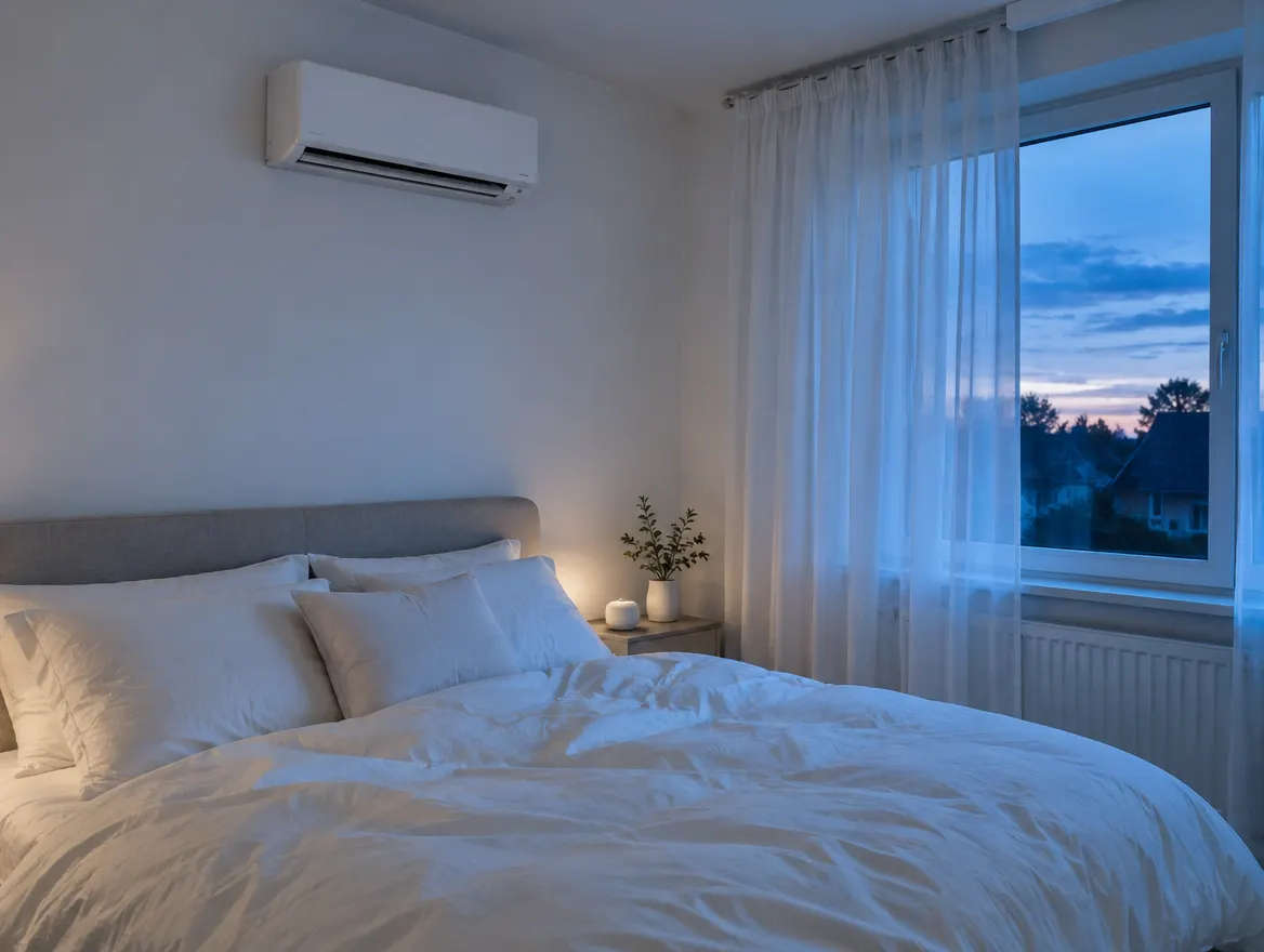 Kühles Schlafzimmer mit Klimaanlage