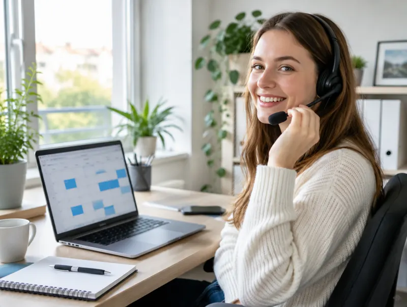 Mitarbeiterin am Telefon